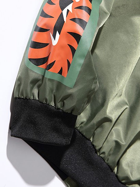 Zip Up Patch Bomber Jacket