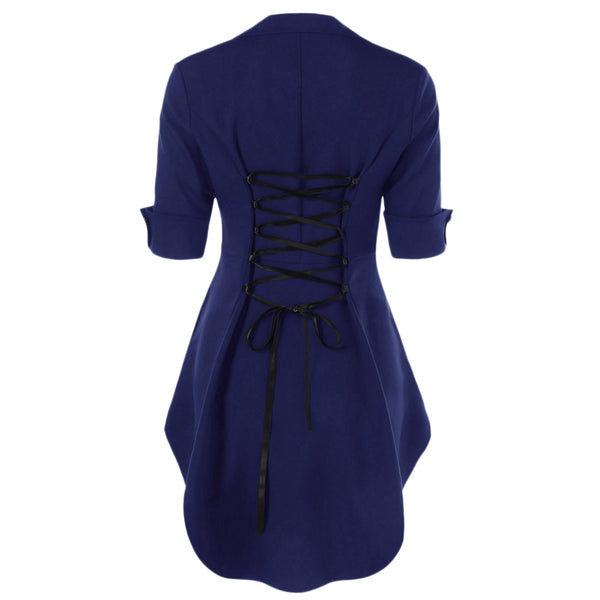 High Low Hem Lace Up Blouse