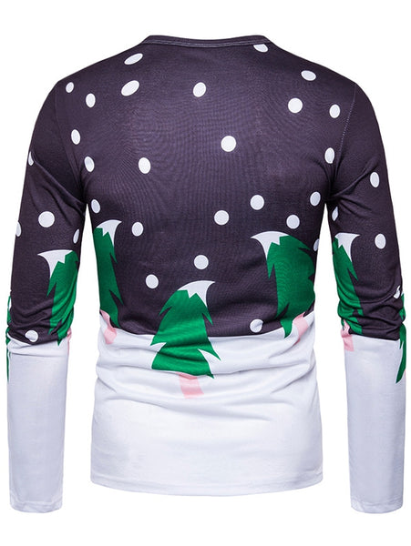 Crew Neck Christmas Funny Santa Print Ugly T-shirt