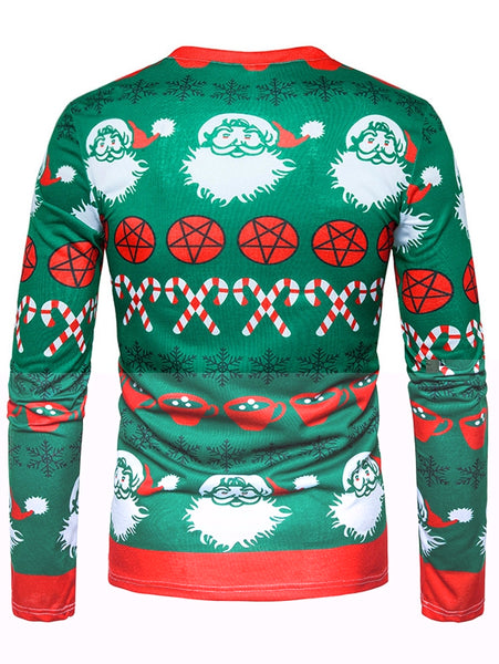 V Neck Christmas Pattern Ugly T-shirt