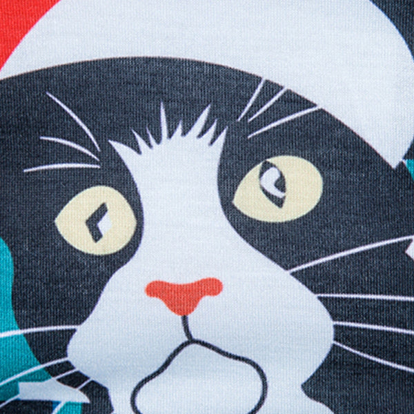 Crew Neck 3D Cat Geometric Print Christmas T-shirt