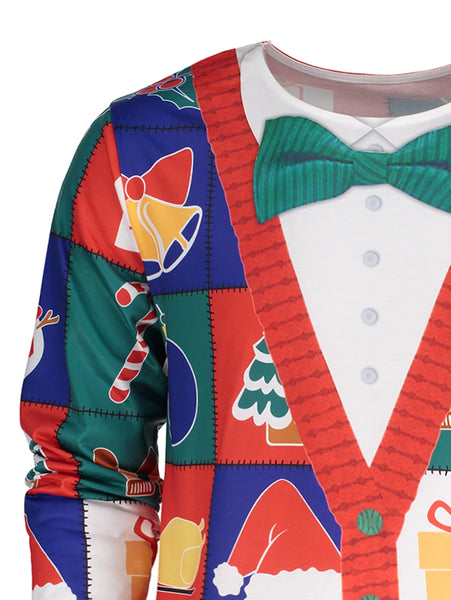 Christmas Tree Santa Print Long Sleeve T-shirt