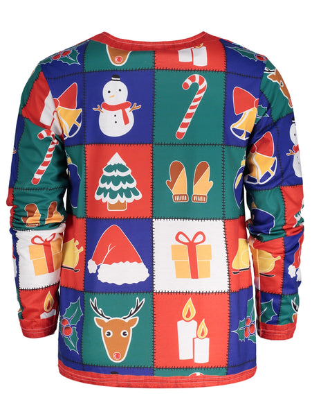 Christmas Tree Santa Print Long Sleeve T-shirt