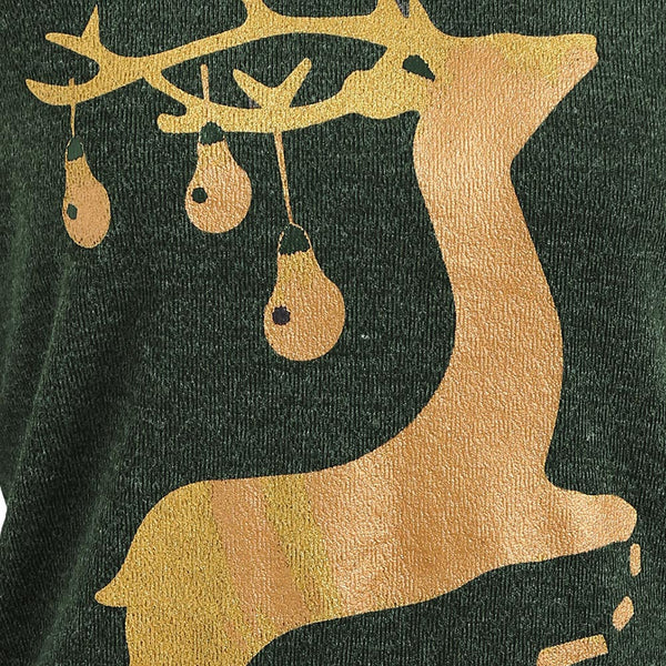 Elk Deer Print Cowl Neck Pullover Sweatshirt