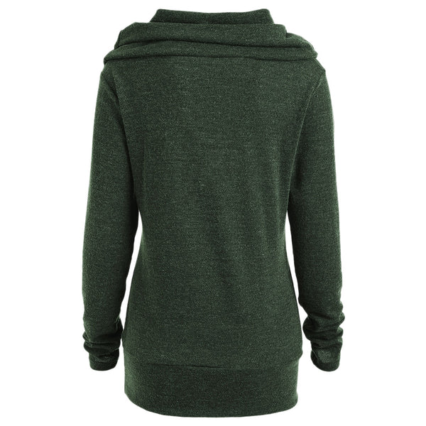 Elk Deer Print Cowl Neck Pullover Sweatshirt
