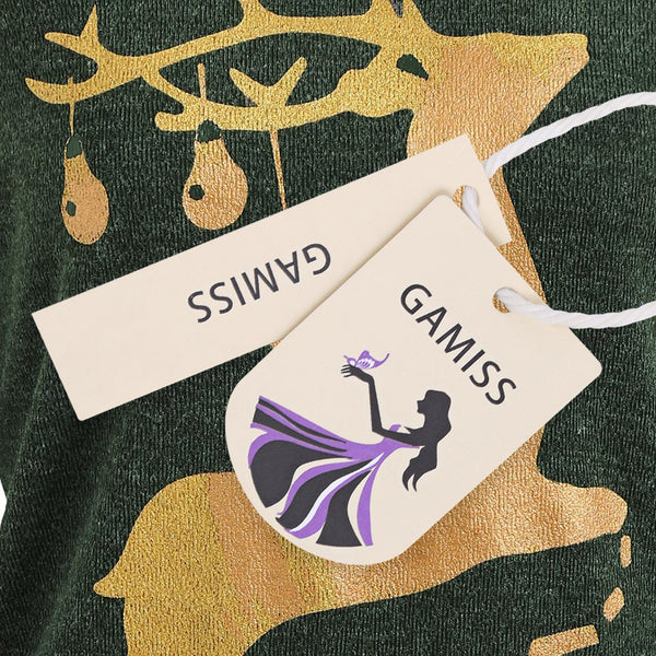 Elk Deer Print Cowl Neck Pullover Sweatshirt