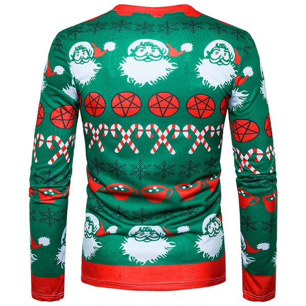 V Neck Christmas Pattern Ugly T-shirt