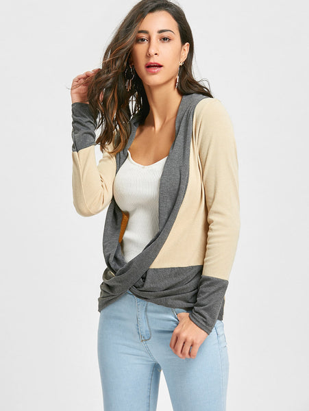 Ribbed Long Sleeve Wrap Top