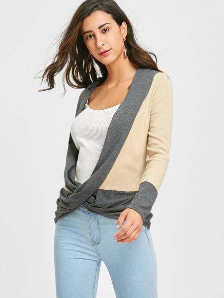 Ribbed Long Sleeve Wrap Top