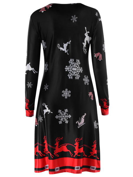 Christmas Snowflake Long Sleeve Tee Dress