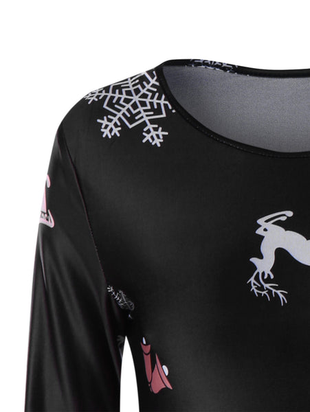 Christmas Snowflake Long Sleeve Tee Dress