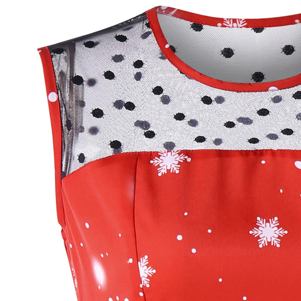 Christmas Santa Claus Print Flare Midi Dress