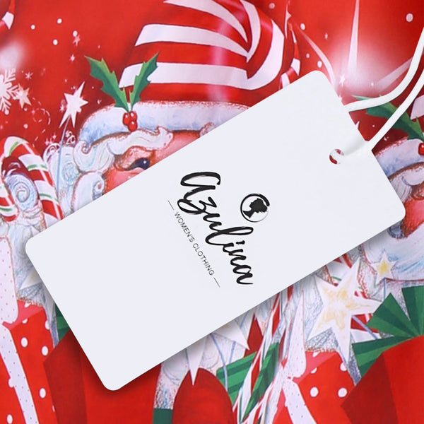 Christmas Santa Claus Print Flare Midi Dress