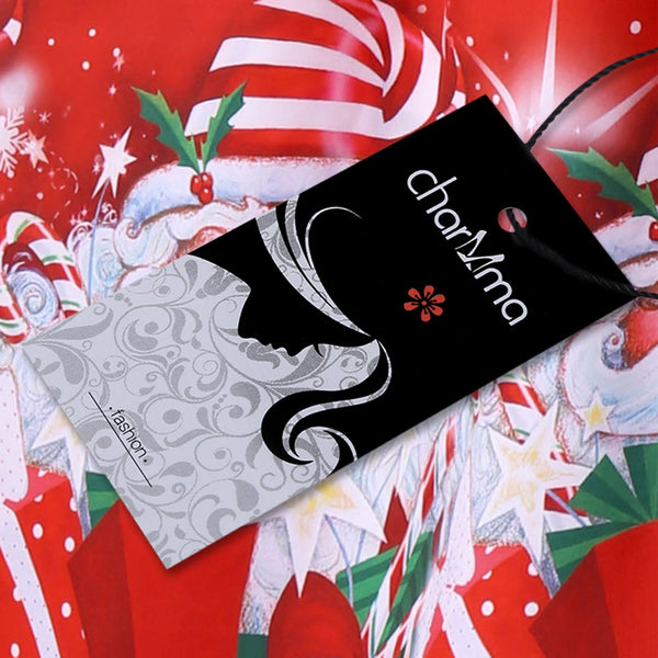 Christmas Santa Claus Print Flare Midi Dress