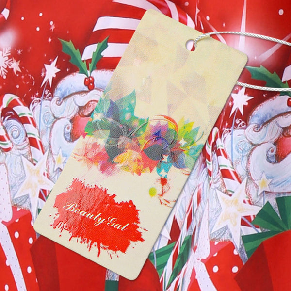 Christmas Santa Claus Print Flare Midi Dress