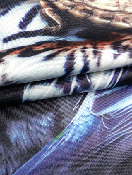 3D Tiger Bird Tortoise Print Pullover Hoodie