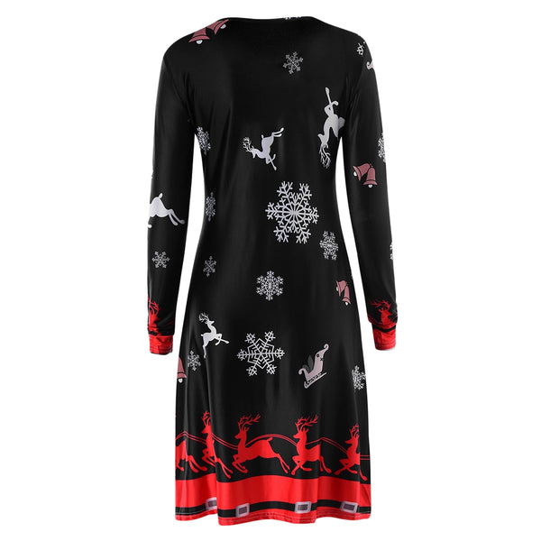Christmas Snowflake Long Sleeve Tee Dress