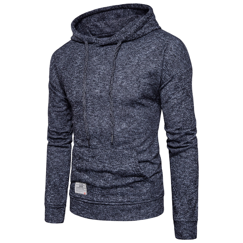 Knitted Drop Shoulder Drawstring Pullover Hoodie