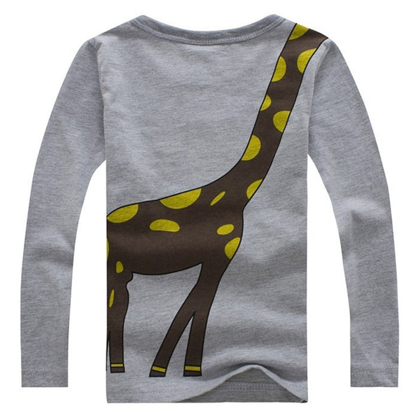 Baby Boys Girls Giraffe Print Long Sleeve Tops T-shirt Kids Clothes 3-7T US
