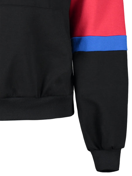 Color Block Kangaroo Pocket Hoodie with Drawstring