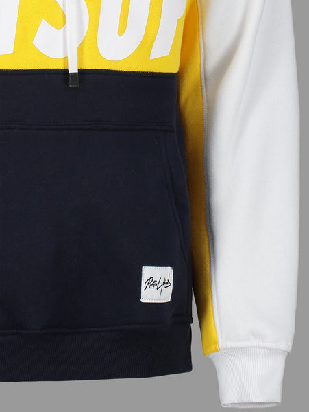 WATSUP Print Kangaroo Pocket Color Block Hoodie