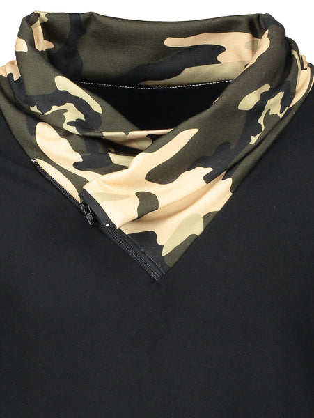 Heaps Collar Camouflage Long Sleeve T-shirt