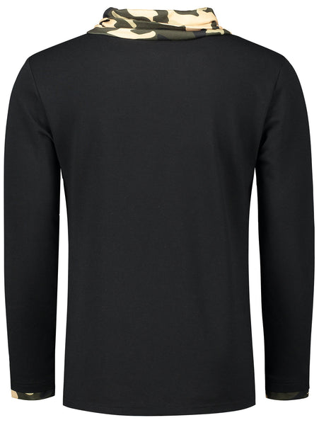 Heaps Collar Camouflage Long Sleeve T-shirt