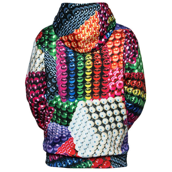 3D Colorful Magnetic Balls Print Pullover Hoodie