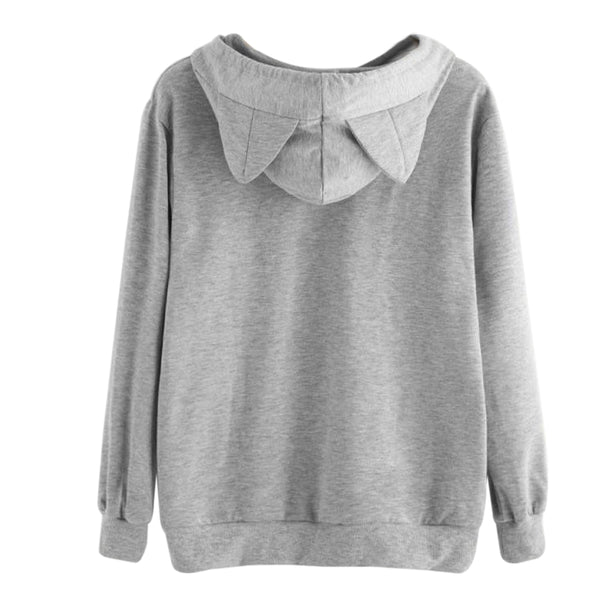 Drawstring Sleeping Cat Pattern Pullover Hoodie