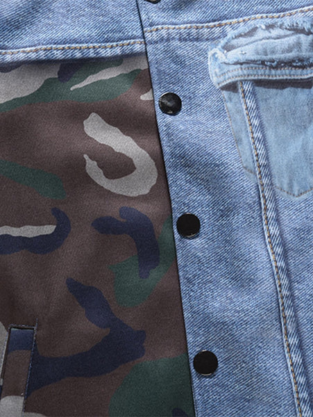 Camouflage and Denim Pattern Jacket