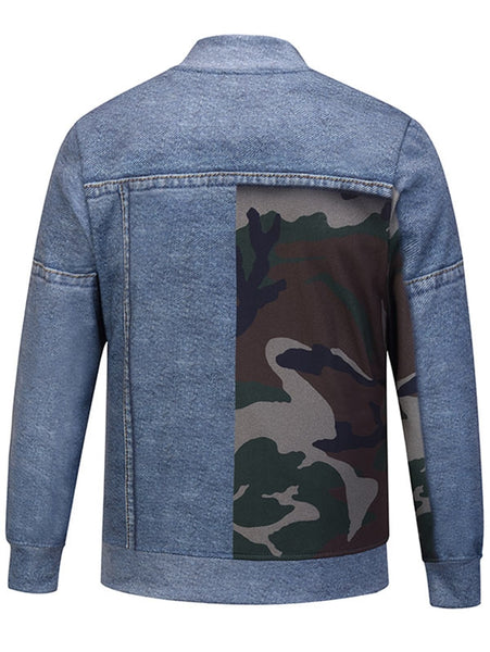 Camouflage and Denim Pattern Jacket