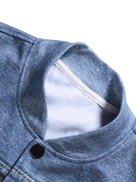 Camouflage and Denim Pattern Jacket