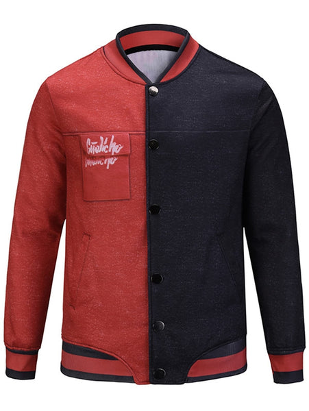 Graphic Pocket Print Two Tone Jacket