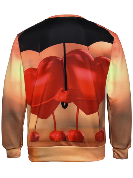 Valentine's Day 3D Hearts Print Pullover Sweatshirt