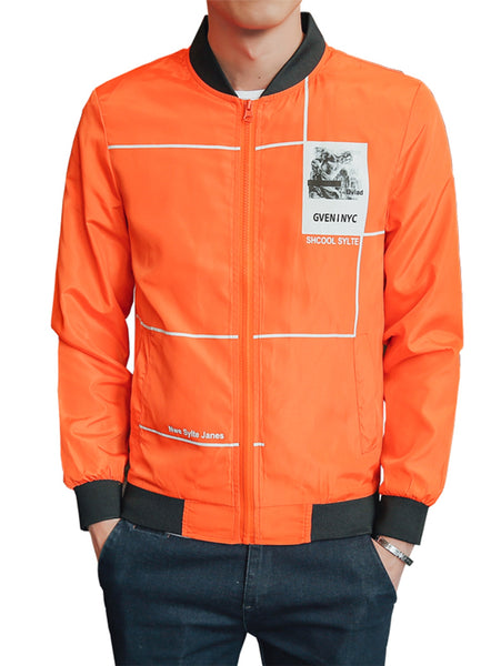 Graphic Print Zip Up Lightweight Jacket