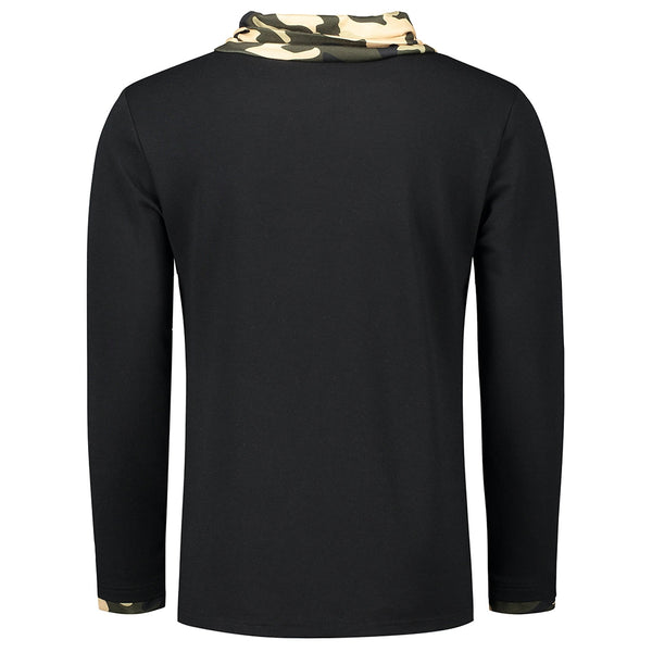 Heaps Collar Camouflage Long Sleeve T-shirt