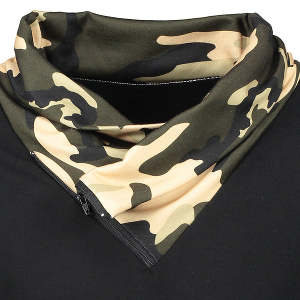Heaps Collar Camouflage Long Sleeve T-shirt