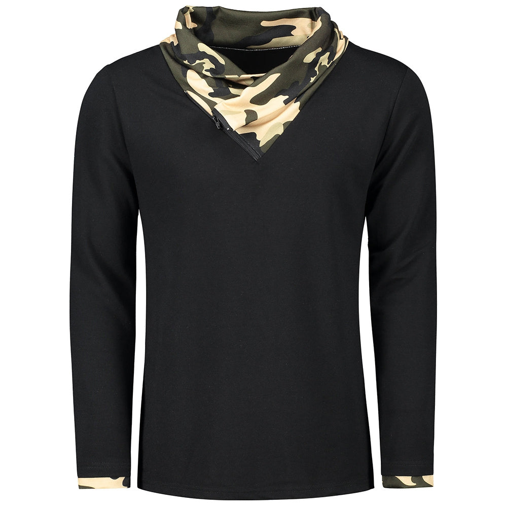 Heaps Collar Camouflage Long Sleeve T-shirt