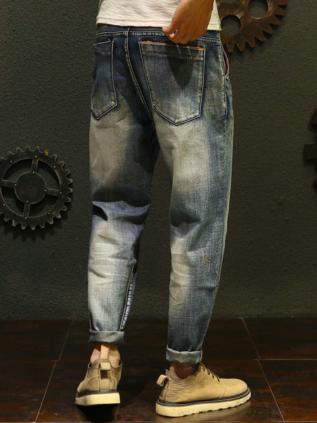 Slim Fit Straight Leg Faded Jeans
