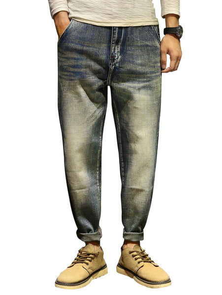 Slim Fit Straight Leg Faded Jeans