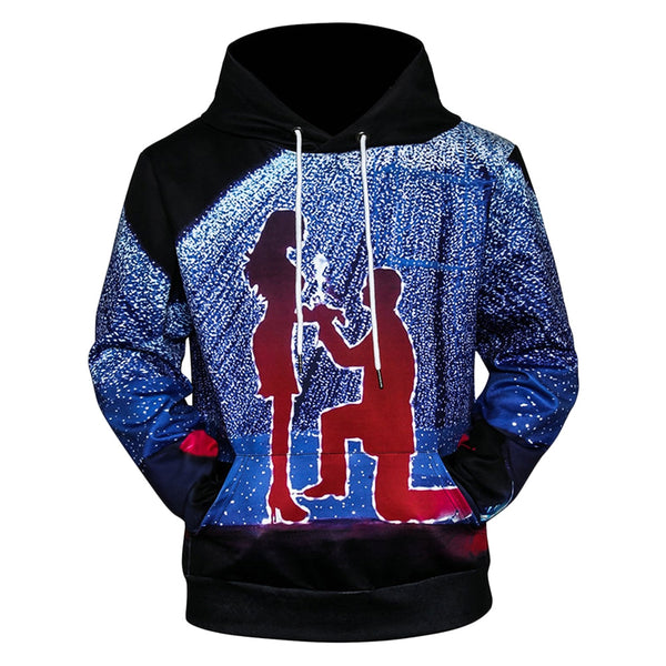 Valentine's Day 3D Galaxy Lovers Print Hoodie