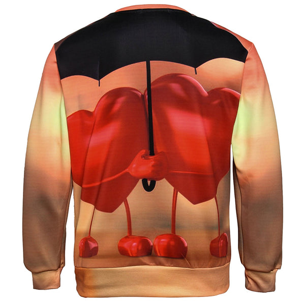 Valentine's Day 3D Hearts Print Pullover Sweatshirt