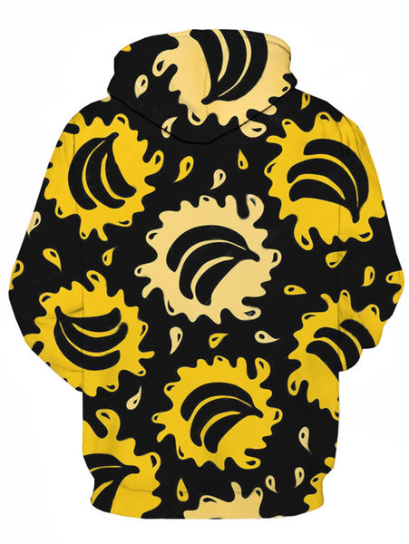 Bananas Splatter Paint Print Pullover Hoodie