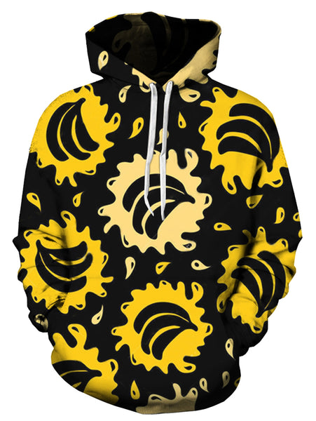 Bananas Splatter Paint Print Pullover Hoodie