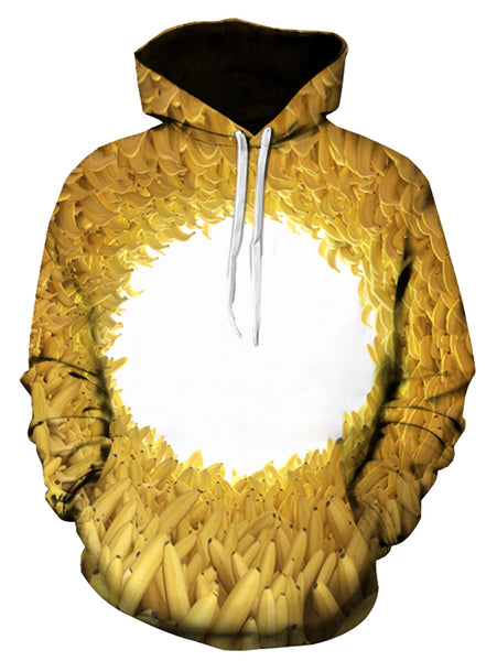 3D Bananas Hole Print Pullover Hoodie