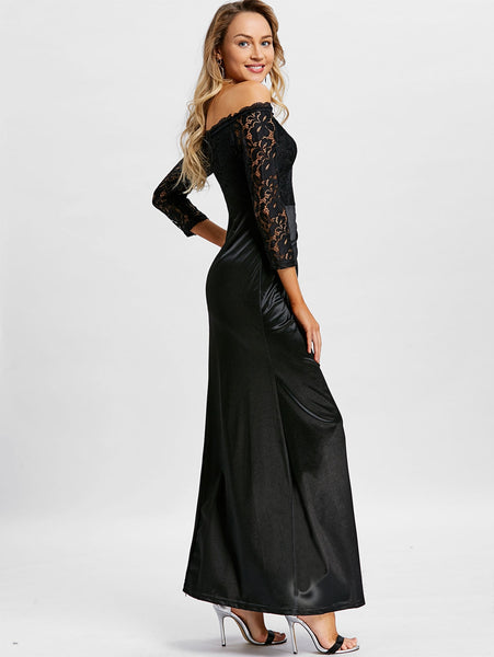 Off The Shoulder Draped Maxi Evening Dress