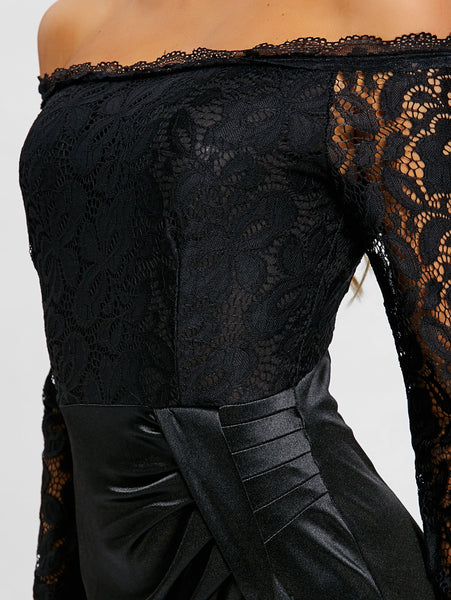 Off The Shoulder Draped Maxi Evening Dress