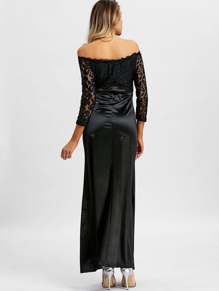 Off The Shoulder Draped Maxi Evening Dress