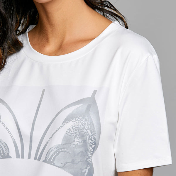 Short Sleeve Bra Print T-shirt