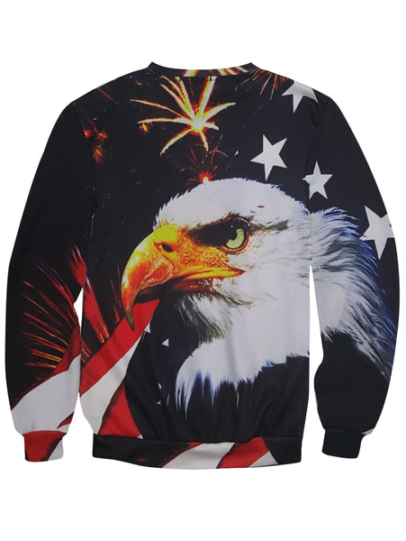 Star Bird Head Printed Pullover Sweatshirt